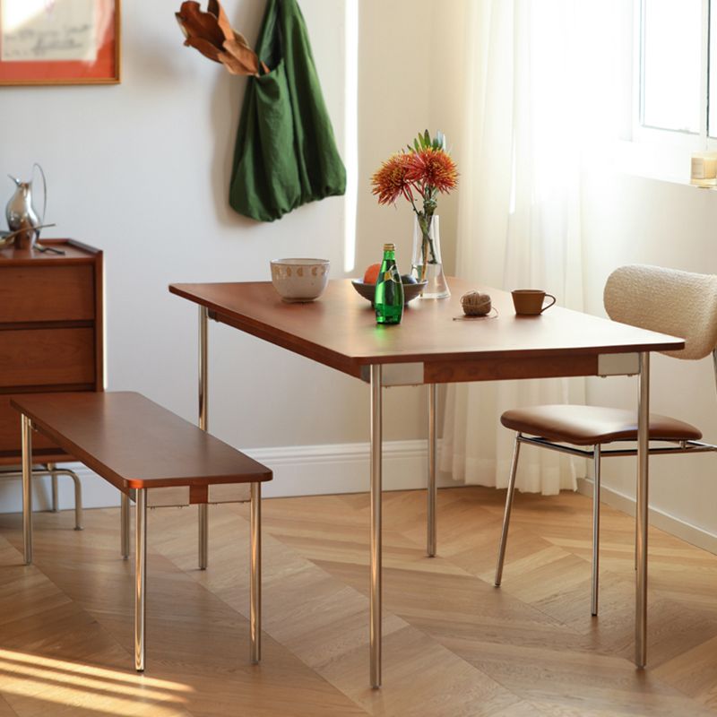 Boxwood Solid Wood Dining Table Metallic 4 Legs Base Rectangle Table for Home Clearhalo ' dining_table' 'Dining Tables & Seating' 'Dining Tables' 'furn' 'furn_dining_table' 'Furniture' 'furniture_dining_table' 'Kitchen & Dining Furniture' 'kitchen&dining_furn' 'kitchen' 'kitchen_dining_table' 1200x1200_83b157a0-1048-4356-a79e-0beb6f362bdb