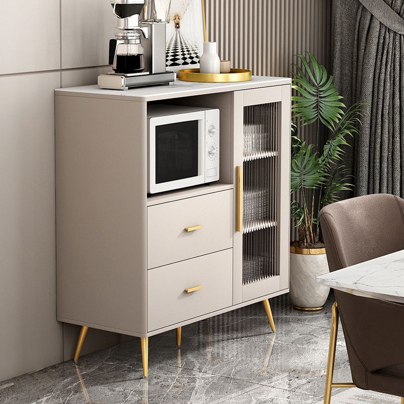 Sideboard in legno ingegnerizzato cassetto Glam Scaffali regolabili a scaffalatura con piano di lavoro in pietra