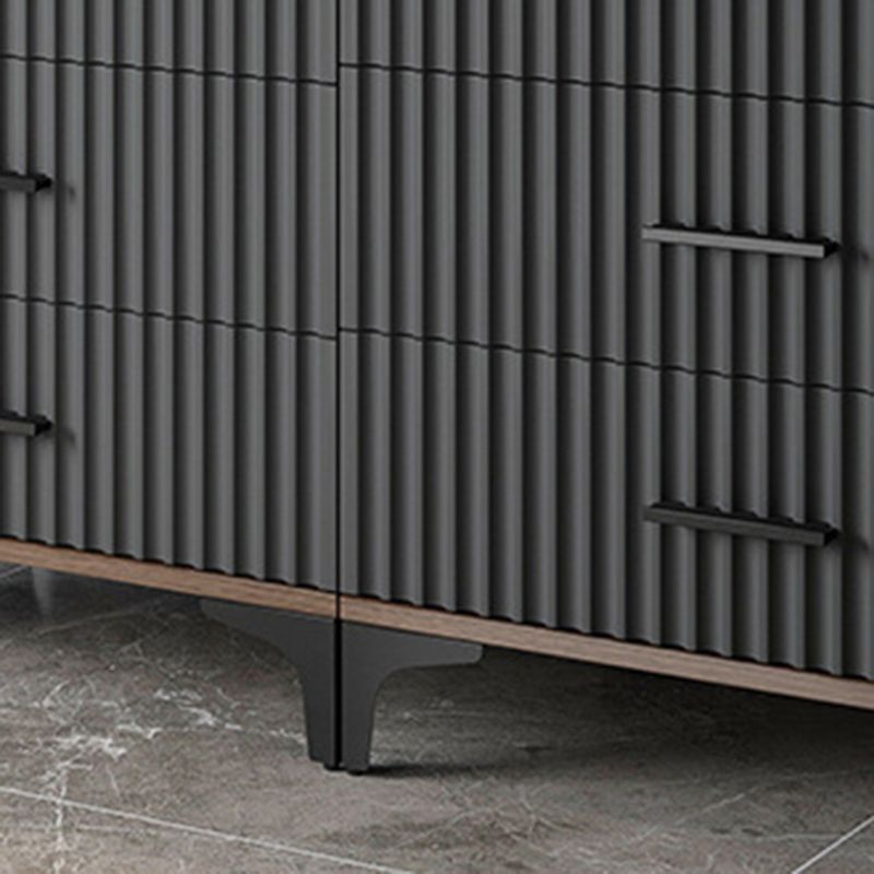 Cofre de acento rectangular contemporáneo con tapa marrón y patas de metal