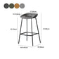 Modern Leather Counter Bar Stool Black Base Footrest Low Back Counter Stool