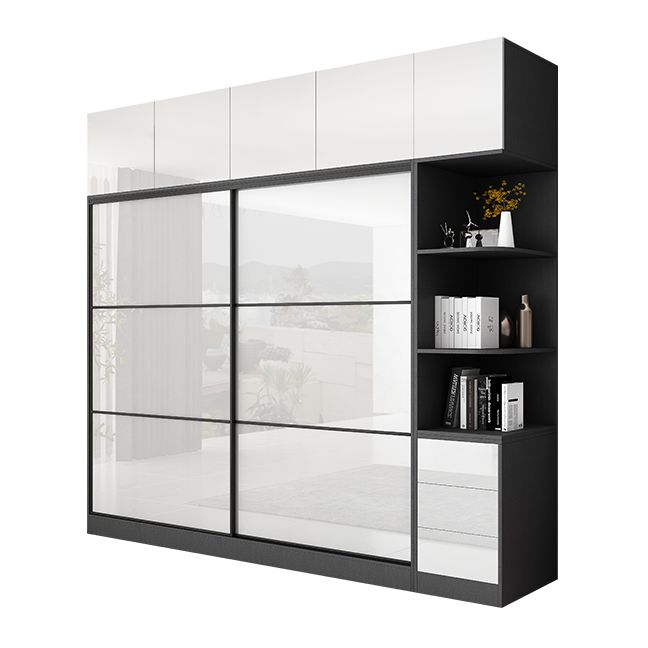 White and Black Wardrobe Armoire Engineered Wood Wardrobe Closet Clearhalo 'Armoires & Wardrobes' 'armoires_wardrobes' 'Bedroom Furniture' 'furn' 'furn_armoires_wardrobes' 'Furniture' 1200x1200_83b54e57-2e29-4b53-8b36-a55f07a27307