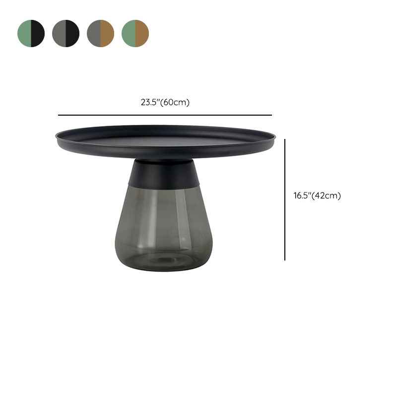 Round Metal Tray Top Coffee Table Glass Pedestal Cocktail Table Clearhalo 'Coffee & Accent Tables' 'Coffee Tables' 'coffee_tables' 'furn' 'furn_coffee_tables' 'Furniture' 'Living Room Furniture' 1200x1200_83b710a1-c278-4ed3-9a0e-bf9a49920a83