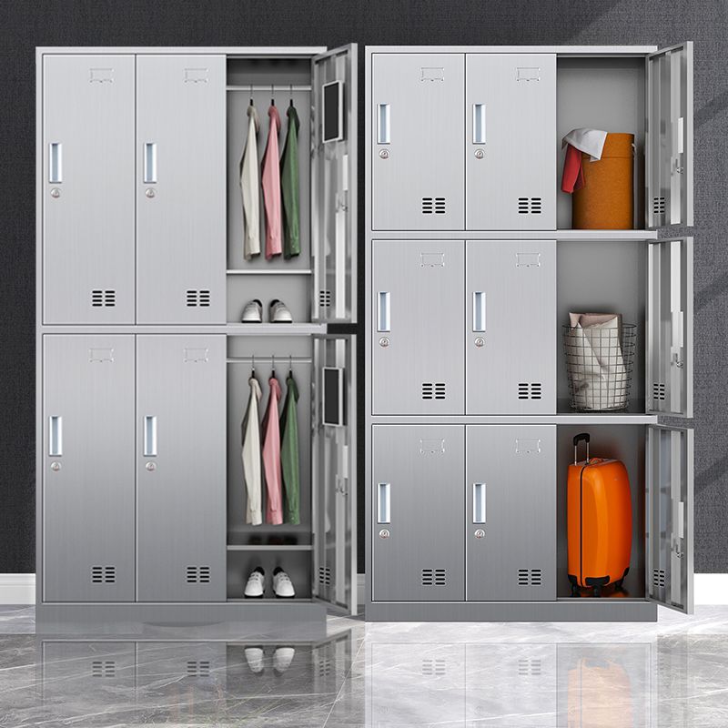 Chrome Steel Cabinet for Bathroom Modern Indoor Storage Cabinet with Hinged Doors Clearhalo 'Armoires & Wardrobes' 'armoires_wardrobes' 'Bedroom Furniture' 'furn' 'furn_armoires_wardrobes' 'Furniture' 1200x1200_83b89ce7-4a0d-4b08-9bc2-fcd45f5d5923