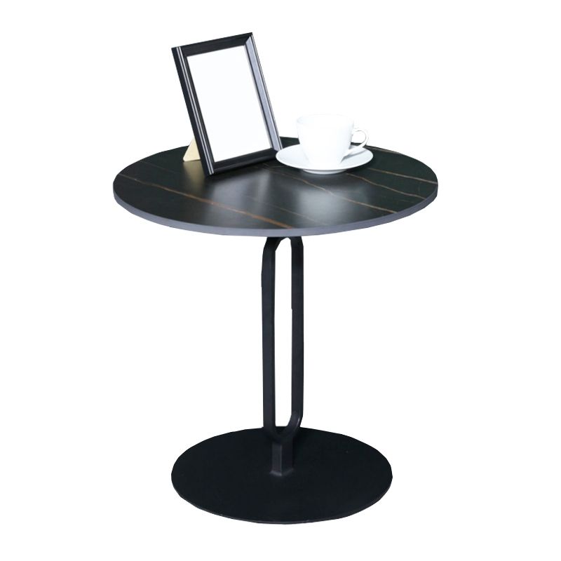 Pizarra de pedestal de mesa de café de piedra redonda con pierna de metal moderna