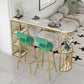 Glam Upholstered Dining Stools Round Bar Stools with Footrest