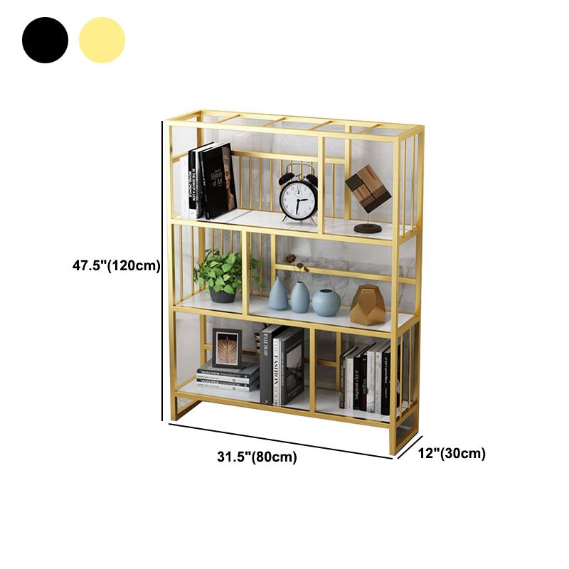 Glam Vertical Open Etagere Bookshelf Iron Frame Manufactured Wood Shelf Bookcase Clearhalo 'Bookcases' 'furn' 'furn_bookcases' 'Furniture' 'furniture_bookcases' 'Office Furniture' 1200x1200_83baebac-0081-4253-abe3-a6140955519c