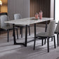 Rectangle Marble White Dining Table Industrial Trestle Base Table for Dining Room