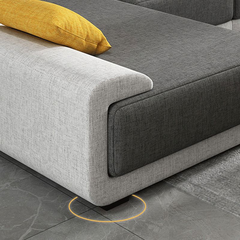 Contemporary Loose Back Square Arm Sofa with Slipcovered for Living Room Clearhalo 'furn' 'furn_sectionals' 'Furniture' 'furniture_sectionals' 'Living Room Furniture' 'Sectionals' 1200x1200_83bd8d6e-9a75-4ad7-ab14-f19a387c5720