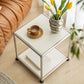 15. 6" Tall Modern Square Sofa Side Accent Table with Floor Shelf