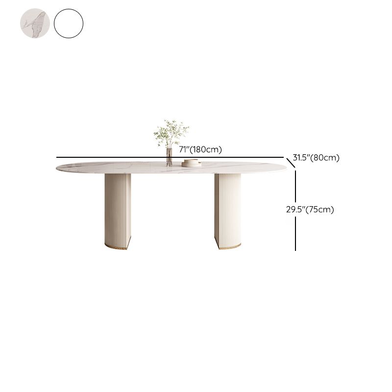 Oval Contemporary Dining Table Sintered Stone Home Fixed Desk
