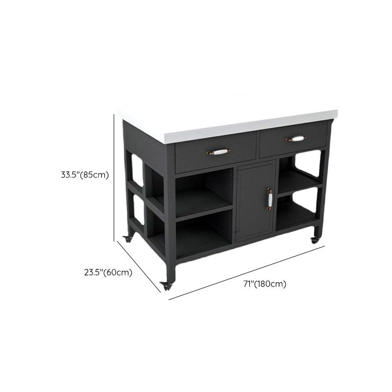 Rectangular Kitchen Trolley Modern Dining Room Prep Table with Drawer Clearhalo 'furn' 'furn_kitchen_islands_carts' 'Furniture' 'Kitchen & Dining Furniture' 'Kitchen Islands & Carts' 'kitchen_islands_carts' 1200x1200_83c45fc3-516e-48ad-af18-ce363088f6a7