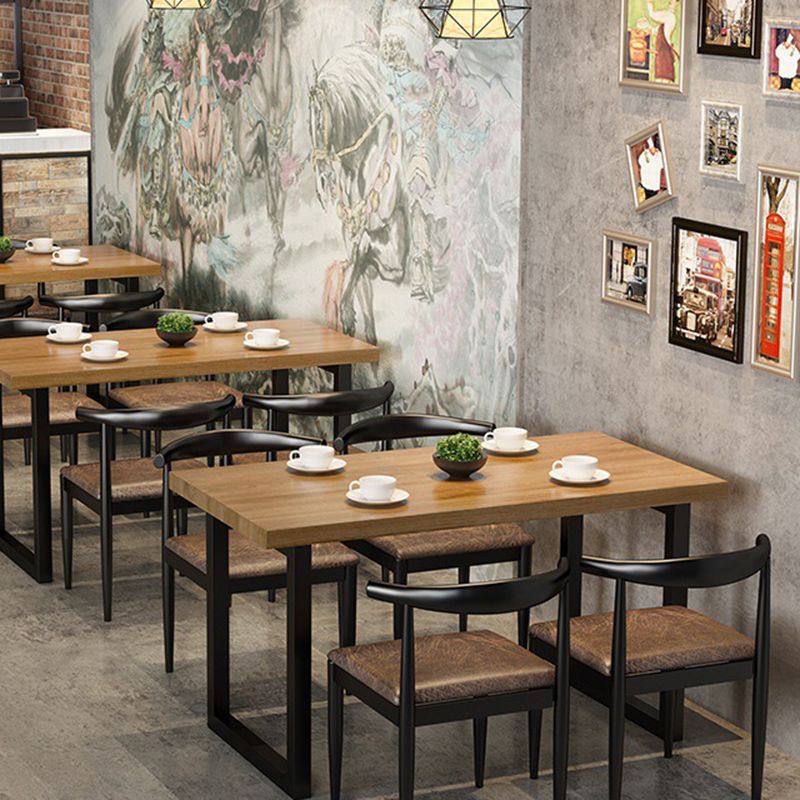 Industrial 1/5 Pieces Dining Set Rectangle Pine Wood Dining Table for Dining Room Cafe