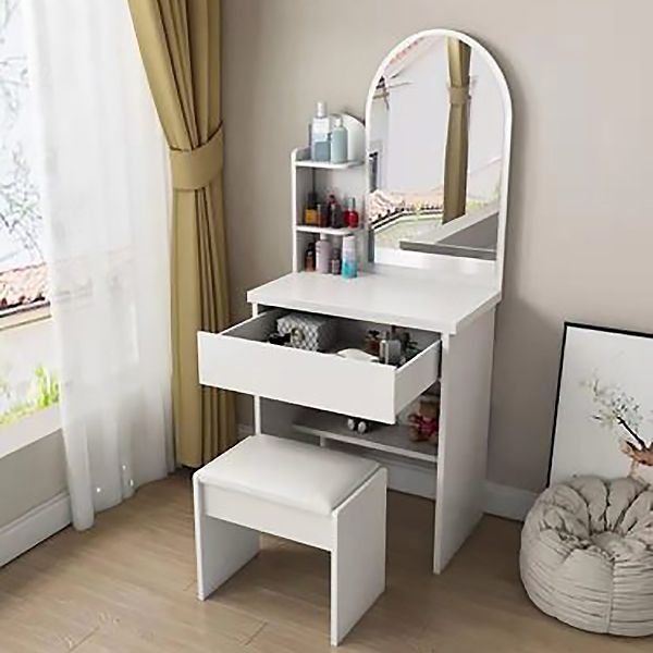 Houten ijdelheid tafel met 1 opberglade make -uptafel met spiegel