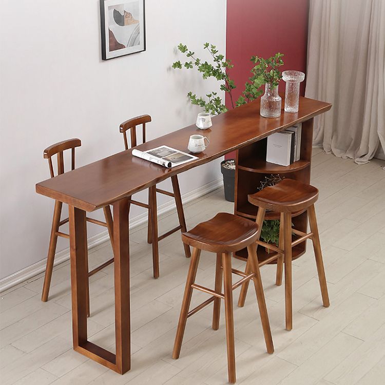 Contemporary Rectangle Bar Dining Table Wood Bar Height Table with Shelves Clearhalo 'Bar Furniture' 'Bar Tables' 'bar_tables' 'furn' 'furn_bar_tables' 'Furniture' 'furniture_bar_tables' 'Kitchen & Dining Furniture' 'kitchen&dining_furn' 'kitchen' 1200x1200_83c7749f-ce61-40e2-ba14-2f2e7abfb39d