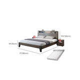 Wood Standard Bed in Gray Panel Bed with Rectangular Headboard