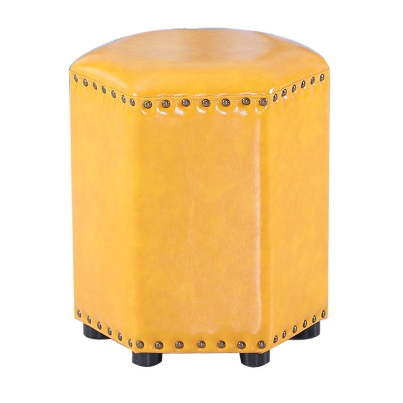 Modern Hexagon Pouf Ottoman Plain Leather Chair Ottoman With Nailhead Trim Clearhalo 'furn' 'furn_ottomans_poufs' 'Furniture' 'Living Room Furniture' 'Ottomans & Poufs' 'ottomans_poufs' 1200x1200_83c8ae4a-bad9-4df5-87fc-3521084edd0a