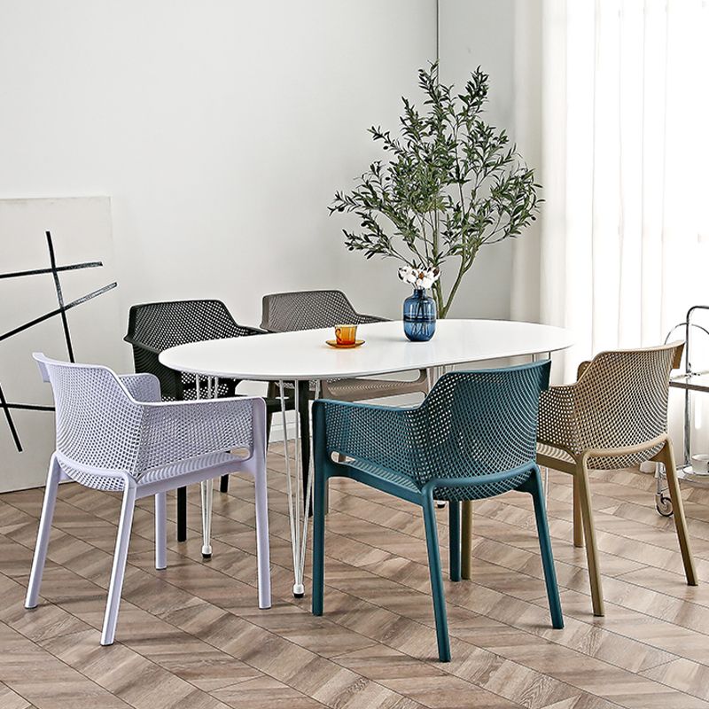 Designer Style Arm Chair Plastic Cross Back Side Chair for Restaurant Clearhalo 'Dining Chairs' 'Dining Tables & Seating' 'dining_chair' 'furn' 'furn_dining_chair' 'Furniture' 'Kitchen & Dining Furniture' 1200x1200_83c9411a-b5c0-49f1-805c-adc81b081842