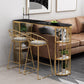 Table de bar de style Glam, table de bistro à double caisson en faux marbre avec rangement