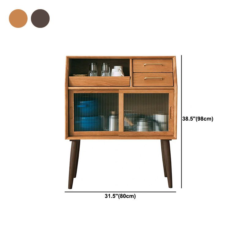 Mid-Century Modern Accent Cabinet with Glass Door and Shelf and 2 Drawers Clearhalo 'Cabinets & Chests' 'cabinets_chests' 'furn' 'furn_cabinets_chests' 'Furniture' 'Living Room Furniture' 1200x1200_83cc6c28-f73b-4591-b4ac-217bb80d9198