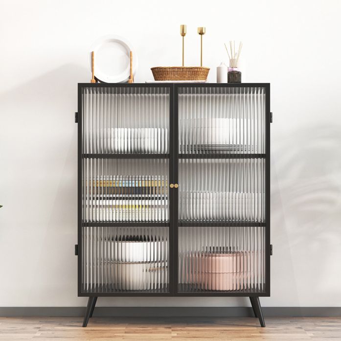 Server moderno in telaio in metallo vetro a due porte server da pranzo per soggiorno