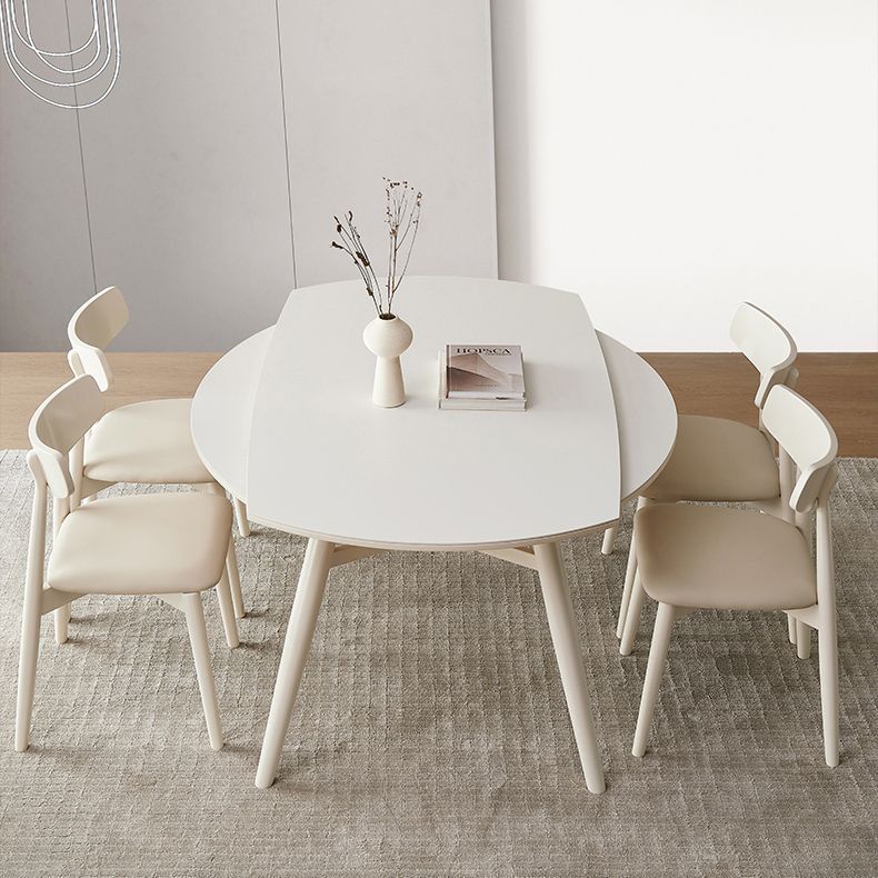 Juego de comedor moderno de piedra redonda con muebles de 1/4/5/7 piezas en blanco