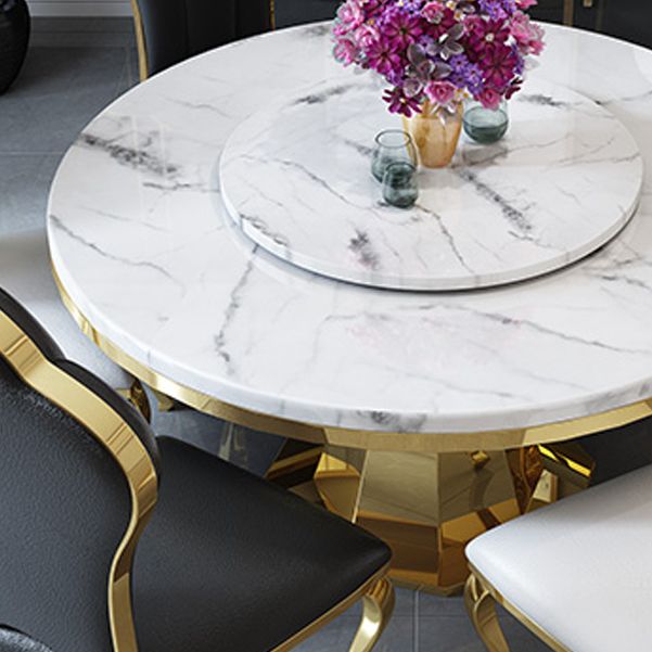 Round Traditional Luxury Dining Table White Sintered Stone Indoor Table with Pedestal Base Clearhalo ' dining_table' 'Dining Tables & Seating' 'Dining Tables' 'furn' 'furn_dining_table' 'Furniture' 'furniture_dining_table' 'Kitchen & Dining Furniture' 'kitchen&dining_furn' 'kitchen' 'kitchen_dining_table' 1200x1200_83d10195-7ba1-4edd-8ebe-3178f0cb7a3b