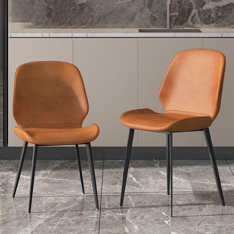 Modern Leather Armless Dining Chairs Wingback Side Chair with Metal Legs (Set of 2) Clearhalo ' kitchen&dining_furn' 'Dining Chairs' 'Dining Tables & Seating' 'dining_chair' 'furn' 'furn_dining_chair' 'Furniture' 'furniture_dining_chair' 'Kitchen & Dining Furniture' 'kitchen' 1200x1200_83d3003f-14fc-4aef-9dc9-19f33ab6dd36
