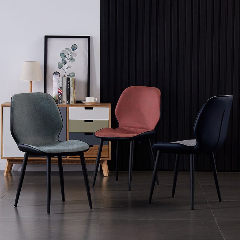 Modern Leather Armless Dining Chairs Wingback Side Chair with Black Legs Clearhalo ' kitchen&dining_furn' 'Dining Chairs' 'Dining Tables & Seating' 'dining_chair' 'furn' 'furn_dining_chair' 'Furniture' 'furniture_dining_chair' 'Kitchen & Dining Furniture' 'kitchen' 1200x1200_83d39cd1-bbba-442c-8769-996460206160