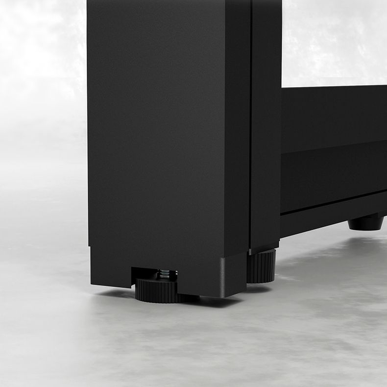 Modern Folding Dining Table Rectangle Wooden Top with Black Metal Base Clearhalo 'Dining Tables & Seating' 'Dining Tables' 'dining_table' 'furn' 'furn_dining_table' 'Furniture' 'Kitchen & Dining Furniture' 1200x1200_83d3a5db-1950-47e2-8252-012a142ed246