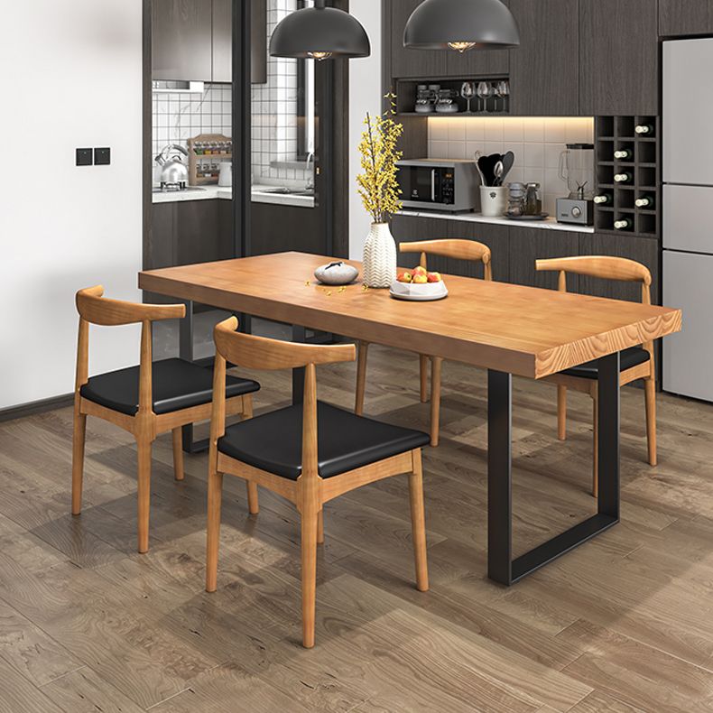 1/2/5/7 Pcs Metal Industrial Dining Set with Rectangle Table and Wooden Chairs Dinette Set Clearhalo 'Dining Room Sets' 'Dining Tables & Seating' 'dining_room_set' 'furn' 'furn_dining_room_set' 'Furniture' 'furniture_dining_room_set' 'Kitchen & Dining Furniture' 'kitchen&dining_furn' 'kitchen' 1200x1200_83d6c975-fd8e-4c03-8728-ba93c814a87d