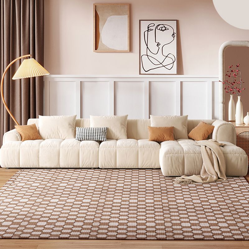 Flannelette acolchada de esponja seccional de estilo nórdico en sofá blanquecina/naranja/naranja-blanca