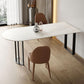 White Stone Top Dining Table Modern Dining Table with Sled Base Clearhalo ' dining_table' 'Dining Tables & Seating' 'Dining Tables' 'furn' 'furn_dining_table' 'Furniture' 'furniture_dining_table' 'Kitchen & Dining Furniture' 'kitchen&dining_furn' 'kitchen' 'kitchen_dining_table' 1200x1200_83d919f9-a40c-4126-a398-11fdc4f40452