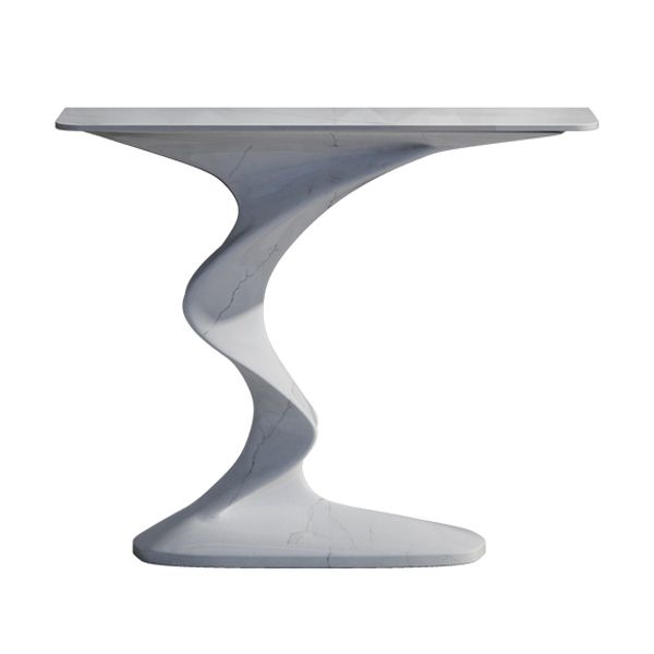 Modern Console Table Rectangle Stone Accent Table , 25.5 inch Wide