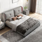Modern Gray Wingback -bed met getufte rechthoekige hoofdeinde en metalen benen