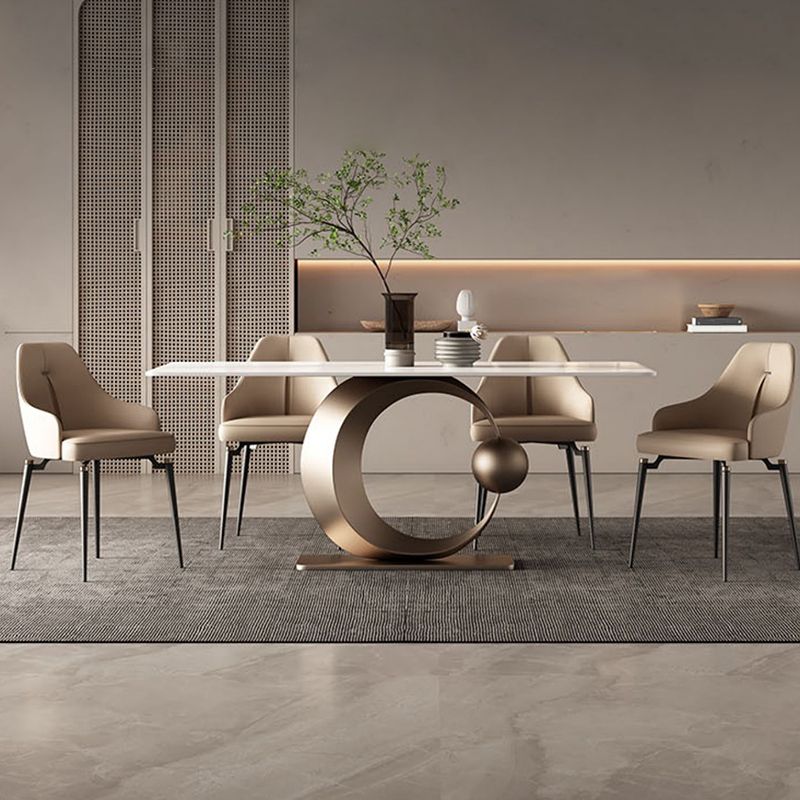 Luxury 1/4/5/7 Pieces Rectangle Dining Set Sintered Stone Dining Table with Leather Chairs Clearhalo 'Dining Room Sets' 'Dining Tables & Seating' 'dining_room_set' 'furn' 'furn_dining_room_set' 'Furniture' 'furniture_dining_room_set' 'Kitchen & Dining Furniture' 'kitchen&dining_furn' 'kitchen' 1200x1200_83e02208-bc4a-4ab9-aced-d39a3d5d2120