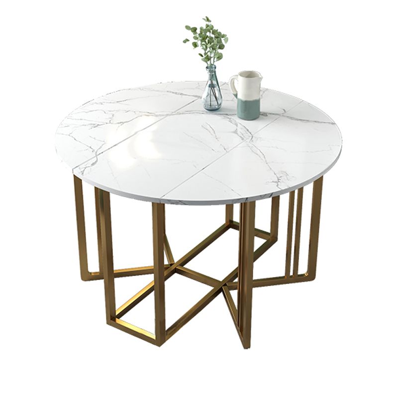 Foldable Artificial Wooden Top Dining Table Extendable Round Table with Trestle Base Clearhalo ' dining_table' 'Dining Tables & Seating' 'Dining Tables' 'furn' 'furn_dining_table' 'Furniture' 'furniture_dining_table' 'Kitchen & Dining Furniture' 'kitchen&dining_furn' 'kitchen' 'kitchen_dining_table' 1200x1200_83e17630-f180-426a-912e-0227e11d89d4