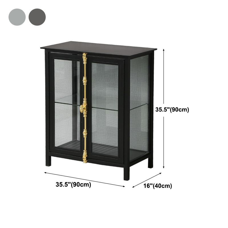 Glam Black Sideboard Clear Doors Glasser Server per soggiorno per soggiorno
