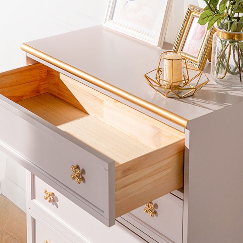 Baúl de lencería tradicional adornado, baúl de almacenamiento de madera de caucho con cajones para dormitorio