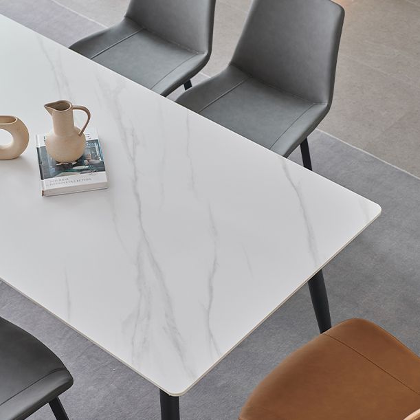 Sintered Stone Dining Table 4 Legs Carbon Steel Base Rectangle Table for Home Clearhalo ' dining_table' 'Dining Tables & Seating' 'Dining Tables' 'furn' 'furn_dining_table' 'Furniture' 'furniture_dining_table' 'Kitchen & Dining Furniture' 'kitchen&dining_furn' 'kitchen' 'kitchen_dining_table' 1200x1200_83e73cbc-b931-48fc-b810-b7073a856035