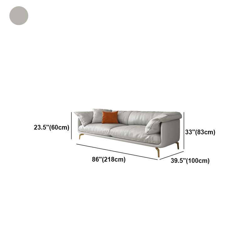 White Sectional Feather Padded Leather Sofa with Pillow Back Clearhalo 'furn' 'furn_sectionals' 'Furniture' 'furniture_sectionals' 'Living Room Furniture' 'Sectionals' 1200x1200_83e743d1-2543-4481-94d5-84f49caa2dbc