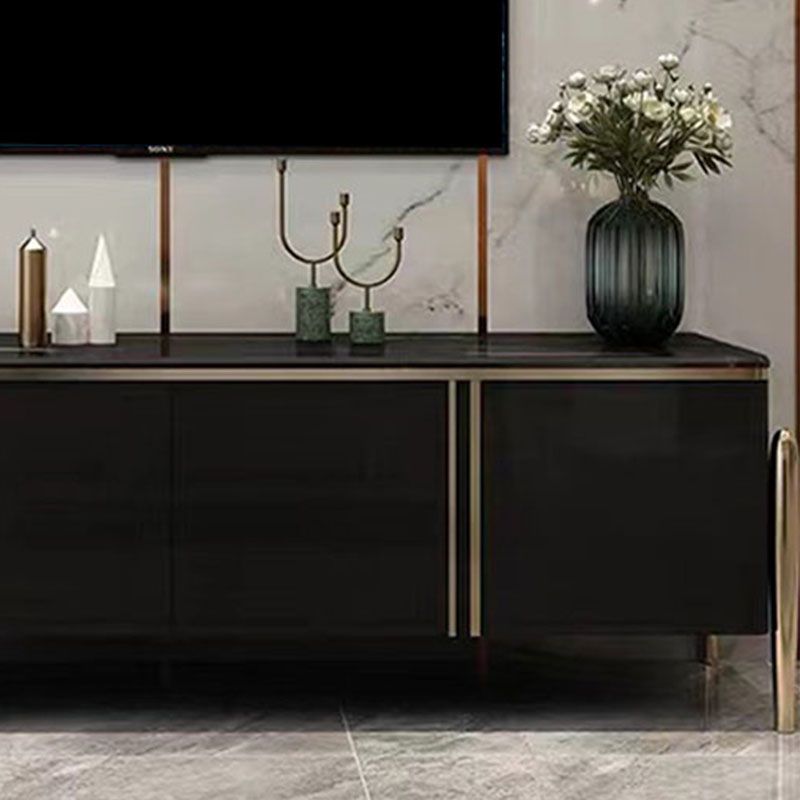 Moderner Glam -TV -Stand, geschlossene Speicher -TV -Konsole in Schwarz/ Gold