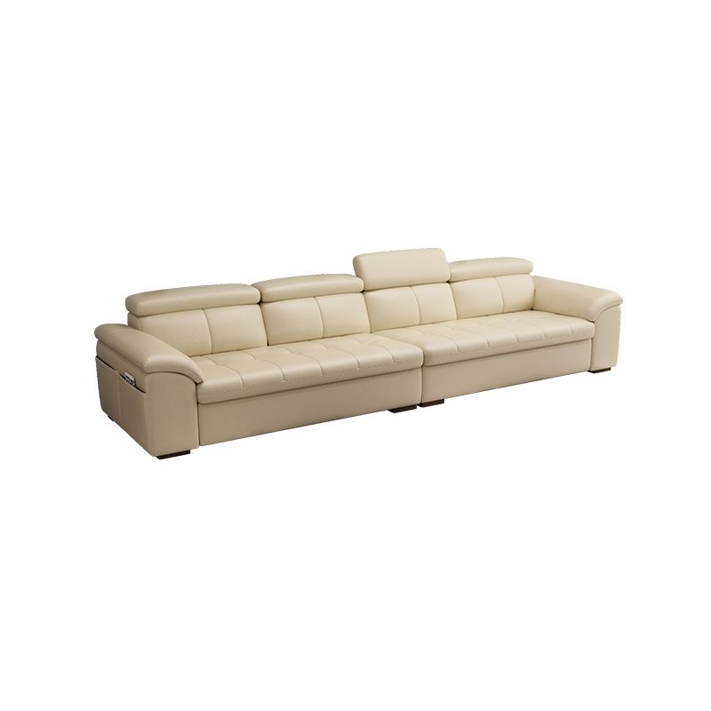 Genuine Leather Sectional Sofa 35.43"High Cushion Back Sofa with Storage,Beige Clearhalo 'furn' 'furn_sectionals' 'Furniture' 'furniture_sectionals' 'Living Room Furniture' 'Sectionals' 1200x1200_83eadcda-1f33-4485-841c-b8c0ad713598