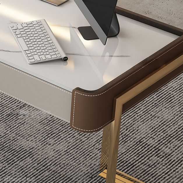 Glam Stone Writing Desk 29.53 Zoll großer Büroschreibtisch mit Schubladen