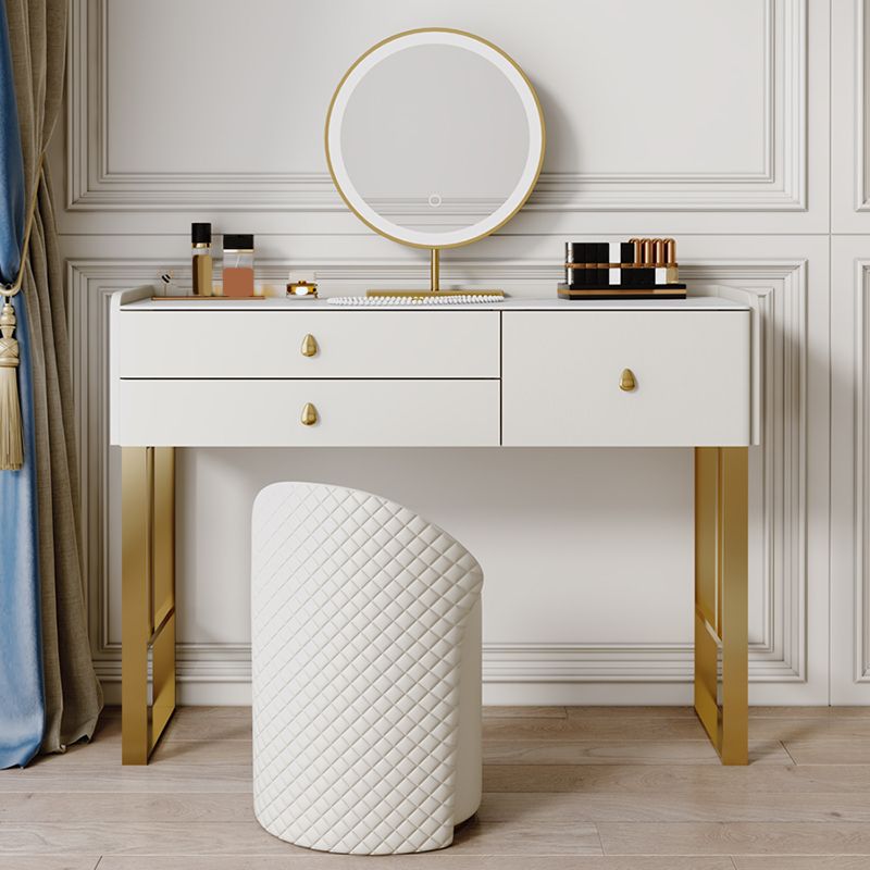 Dresseur beige ensemble avec tiroirs de rangement vanité de maquillage en pierre