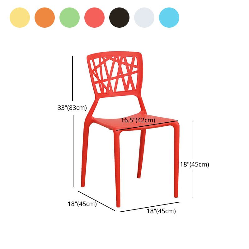Contemporary Open Back Chair Plastic Stackable Dining Armless Side Chair Clearhalo ' kitchen&dining_furn' 'Dining Chairs' 'Dining Tables & Seating' 'dining_chair' 'furn' 'furn_dining_chair' 'Furniture' 'furniture_dining_chair' 'Kitchen & Dining Furniture' 'kitchen' 1200x1200_83ef6384-b9cf-4fee-9004-7eb1c95db3d5