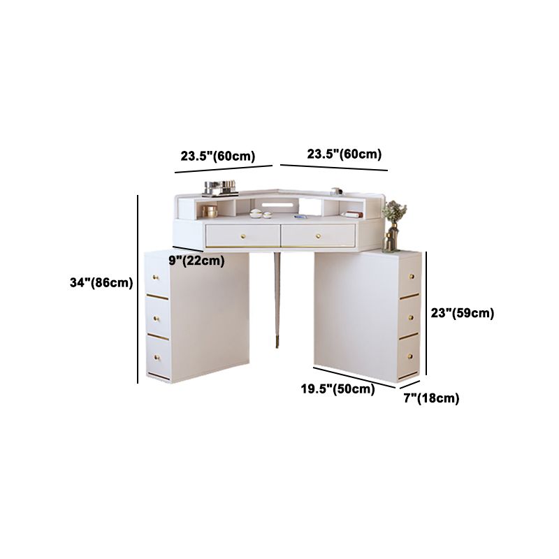 Tabouret de table de maquillage blanc Ensemble de tiroirs pour chambre à coucher 33,5 "haut