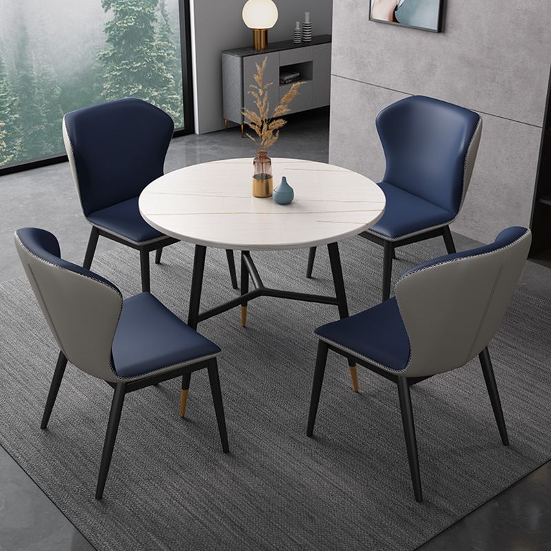 Traditional Luxury Style Dining Table Round Sintered Stone Table with Black Frame Clearhalo ' dining_table' 'Dining Tables & Seating' 'Dining Tables' 'furn' 'furn_dining_table' 'Furniture' 'furniture_dining_table' 'Kitchen & Dining Furniture' 'kitchen&dining_furn' 'kitchen' 'kitchen_dining_table' 1200x1200_83f202a9-def8-4a69-a937-d1e99e6245de