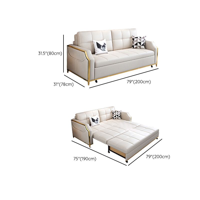 Cama de sofá glamorante en la cama de sofá de cuero de cuero blanco sintética galleta