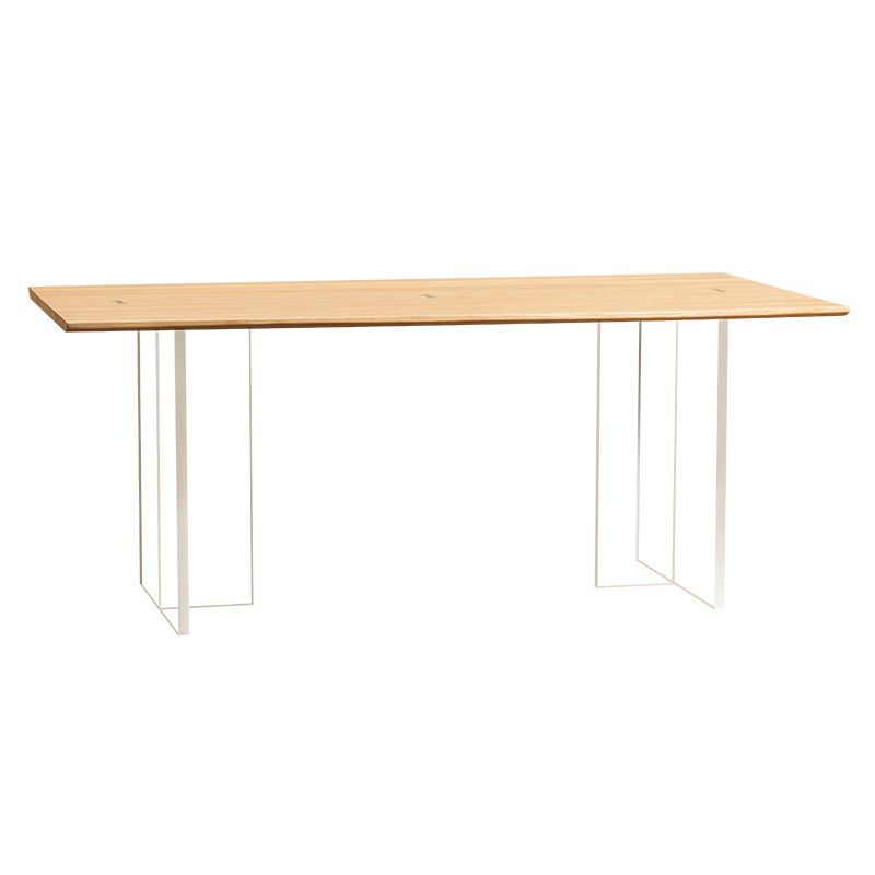 Mesa de comedor rectangular con pedestal doble, mesa de madera moderna para cocina