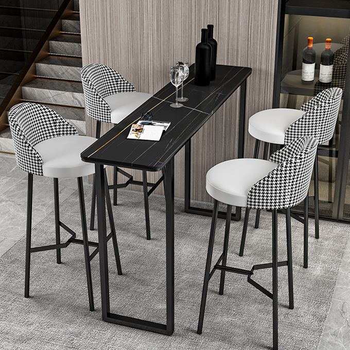 Sgabello da bar in vena in vetro in vena in metallo industriale con gambe nere